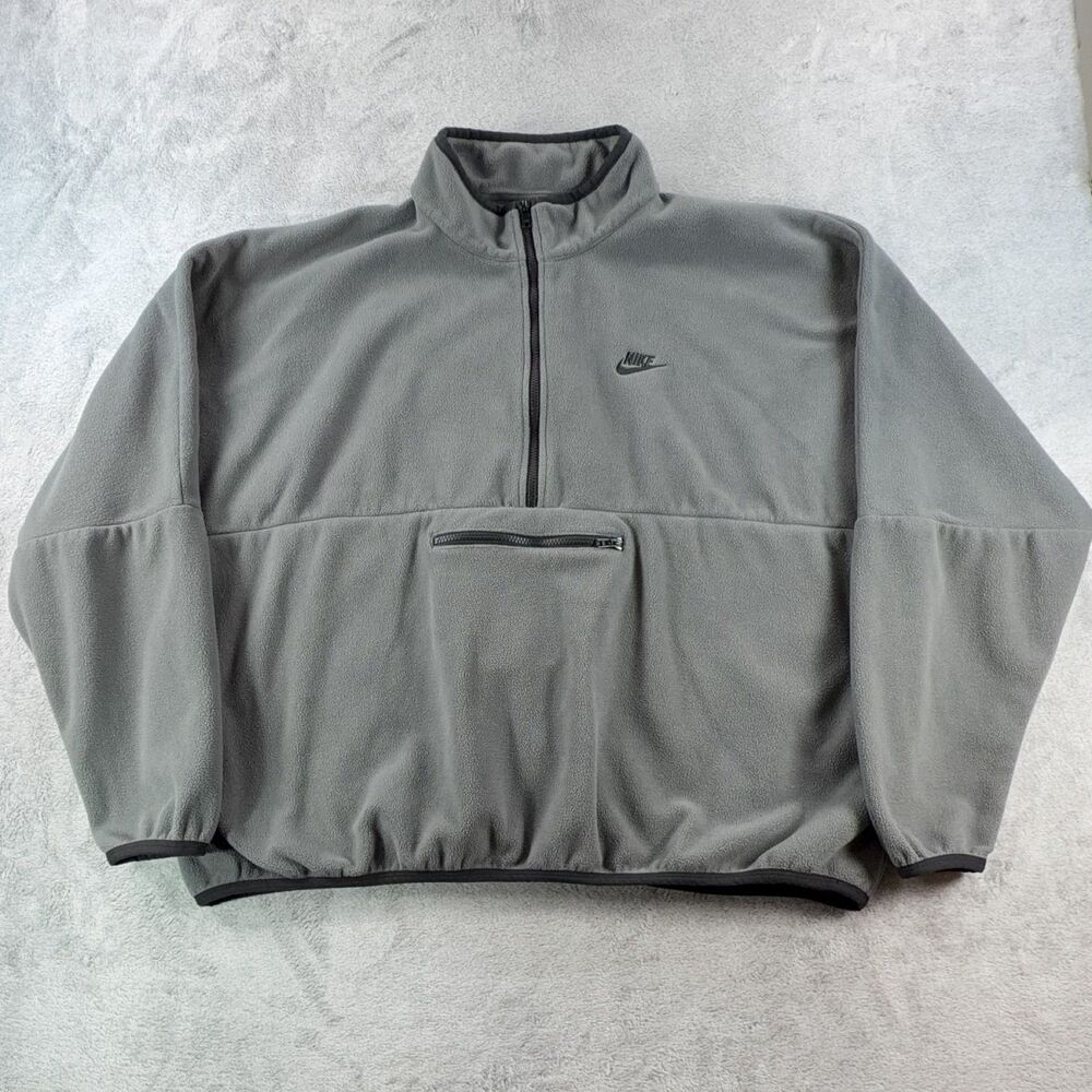 Nike Fleece Pullover Hoodie Men's Gray Zip Pockets Size 2XL DX0525-068